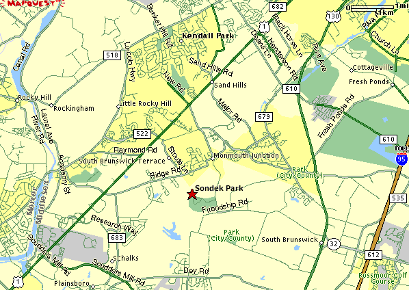 Map to Sondek Park, South Brunswick